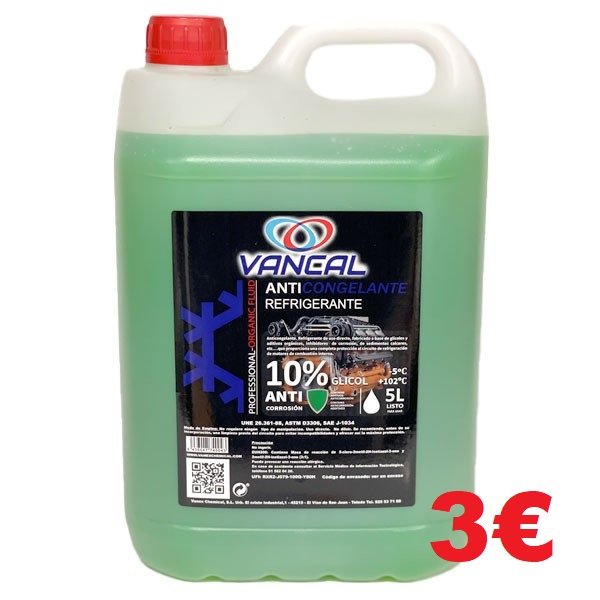 ANTICONGELANTE  VANCAL AL 10 % 5 LITROS  REFRIGERANTE  2.0 TDI DE 140 CV Y 6 VELOCIDADES