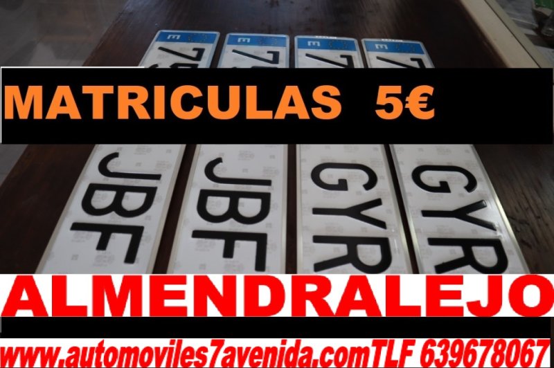 A PRECIOS ANTICRISIS MATRICULAS EN ALMENDRALEJO TURISMOS, FURGONETAS Y REMOLQUES  PARA TODOS LOS VEHICULOS