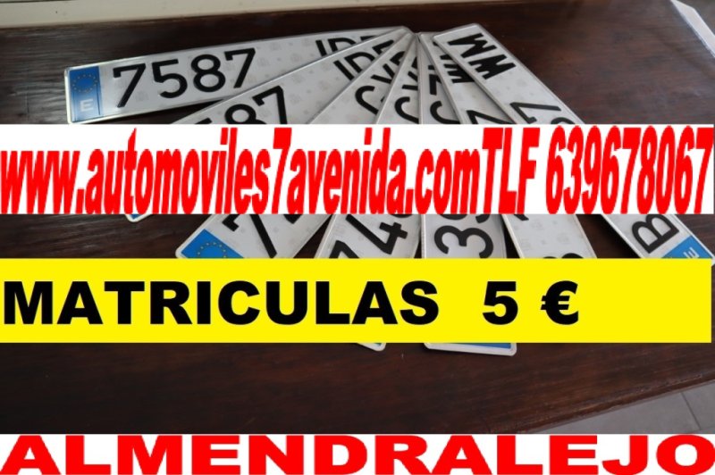 A PRECIOS ANTICRISIS MATRICULAS EN ALMENDRALEJO TURISMOS, FURGONETAS Y REMOLQUES  PARA TODOS LOS VEHICULOS