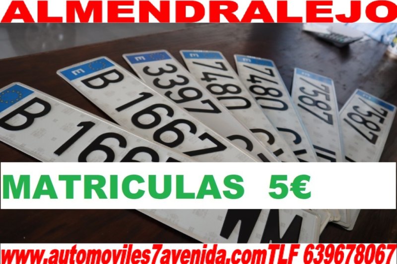 A PRECIOS ANTICRISIS MATRICULAS EN ALMENDRALEJO TURISMOS, FURGONETAS Y REMOLQUES 